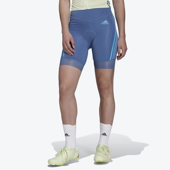 NWT $100 ADIDAS Women S Cycling Bike Padded Short Spinning Tights Primeblue BLUE - Picture 3 of 9